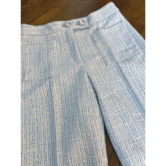 ZARA Blue Silver Tweed Structured Flared Pants Trousers Metallic Small - Picture 3 of 8